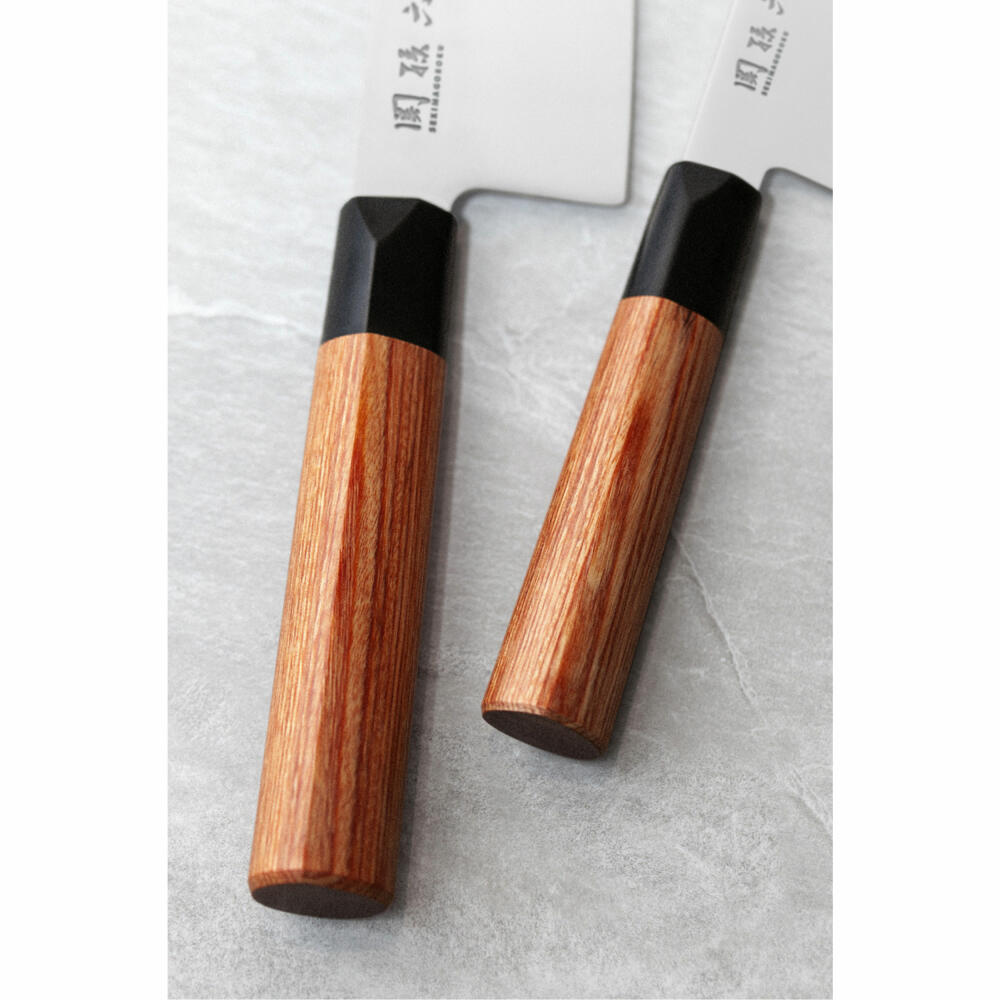 Kai Seki Magoroku Redwood 2019 Officemesser, Red Wood Messer, Küchenmesser, Küchenhelfer, Küchenutensilien, Holz / Kunststoff / Stahl, Braun / Schwarz / Silberfarben, Klinge 10 cm, Griff 12 cm, MGR-0100P