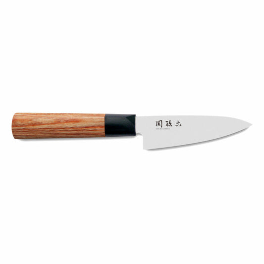 Kai Seki Magoroku Redwood 2019 Officemesser, Red Wood Messer, Küchenmesser, Küchenhelfer, Küchenutensilien, Holz / Kunststoff / Stahl, Braun / Schwarz / Silberfarben, Klinge 10 cm, Griff 12 cm, MGR-0100P