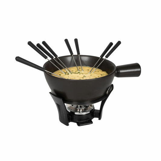 Boska Fondue-Set Nero L, Käsefondue, Schokofondue, Schokoladenfondue, Keramik, Edelstahl, Schwarz, Silber, 2.2 L, 853541