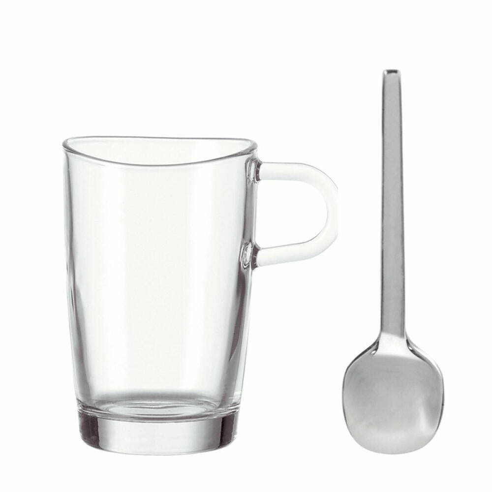 Leonardo Loop Latte Macchiato Mug with Spoon 12pcs., Coffee Cup, Cup, Glass, 250 ml, 97944