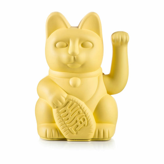 Donkey Products Lucky Cat, Winkekatze, Glücksbringer, winkende Katze, Kunststoff, Gelb, ca. 15 cm, 330431