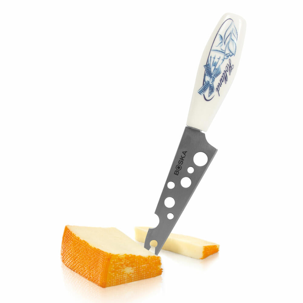 Boska Käsemesser Mini Delfter Blau, für Halbweichen Käse, Käseschneider, Keramik, Edelstahl, Silber, 15 cm, 307077