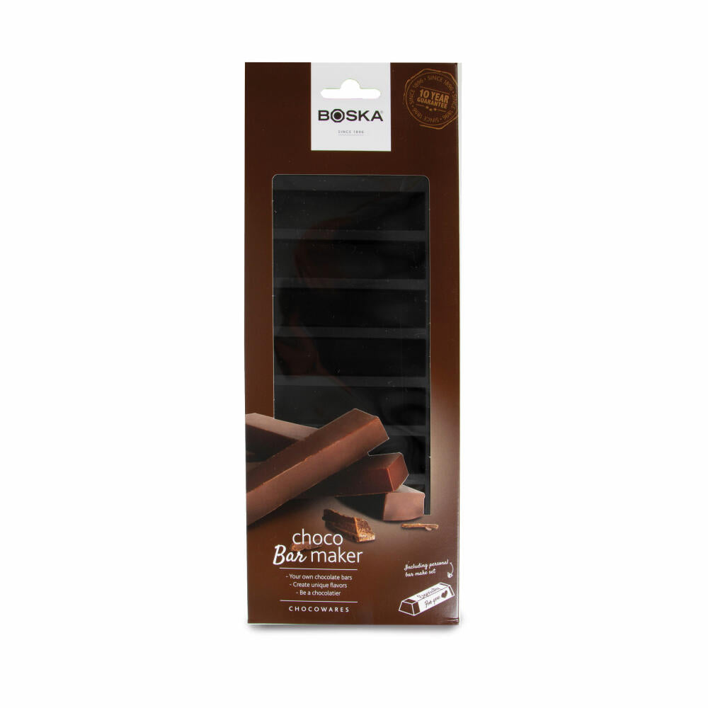 Boska Chocowares Choco Riegel Starter-Set, 30-tlg., Schokoladeriegel, Schokoladenform, Giessform, Silikon, Schwarz, 20 cm, 320405
