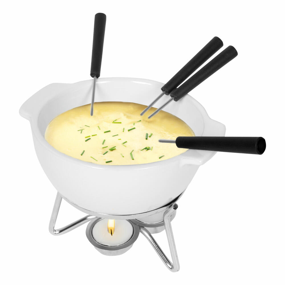 Boska Käsefondue-Set Party, Fondue Set, Käse Fondue, mit 4 Gabeln, Keramik, Weiss, 750 ml, 853548