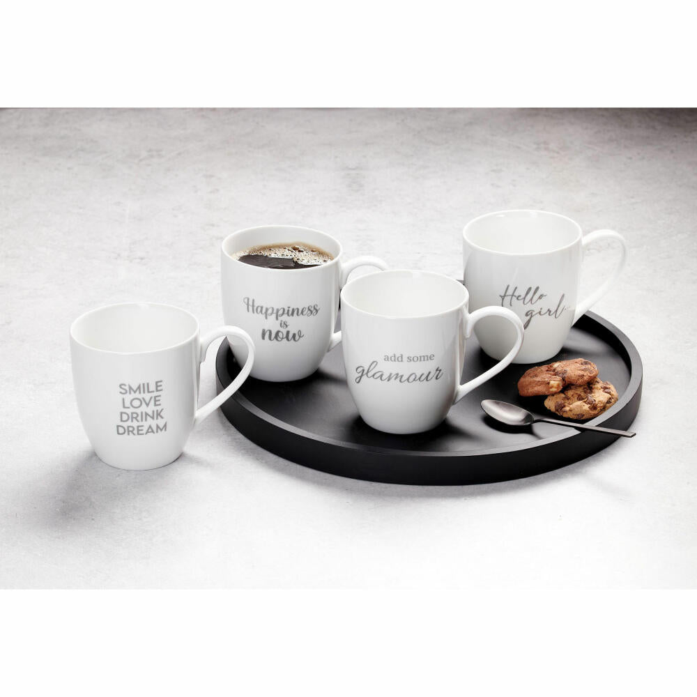 Ritzenhoff & Breker Becher Girl Quote, Kaffeebecher, Teetasse, Kaffee Tasse, Porzellan, Grau, 500 ml, 419900