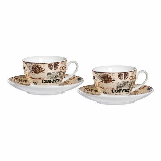 Ritzenhoff & Breker Cappuccino-Set Crema, 4-tlg., Cappuccinotasse, Tasse, Obertasse, Untertasse, Porzellan, Beige, 220 ml, 422108