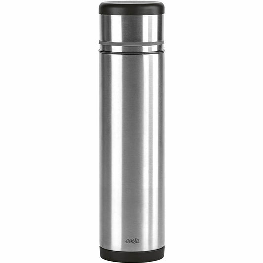 Emsa Mobility Isolierflasche, Schwarz-Anthrazit, 1 L, Teekanne, Kaffeekanne, 509239