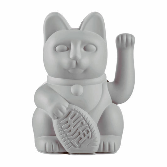 Donkey Products Lucky Cat, Winkekatze, Glücksbringer, winkende Katze, Kunststoff, Grau, ca. 15 cm, 330436