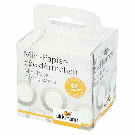 Birkmann Mini-Papierbackförmchen, 100 Stück, Backförmchen, Muffinbackform, Muffinform, Weiß, Ø 4.5 cm, 444614