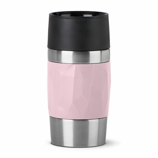 EMSA Travel Mug Compact Thermobecher, Isolierbecher, Isobecher, Thermo Becher, Edelstahl / Silikon, Puder-Rosa, 0.3 L, N21607