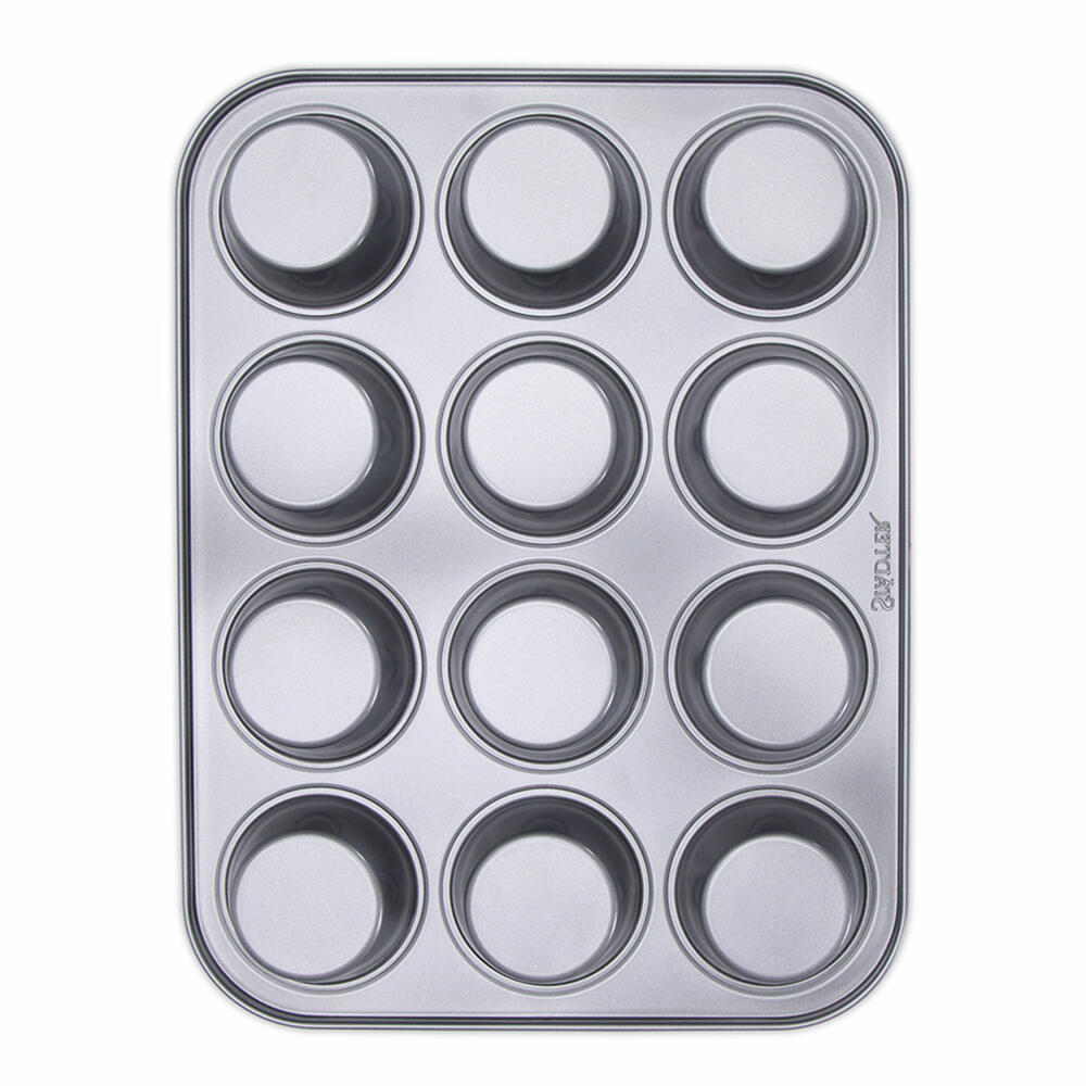 Städter We Love Baking Muffin Cupcake, muffin tin, cupcake tin, baking tin, cake tin, metal, silver, 35 x 27 cm, 661011