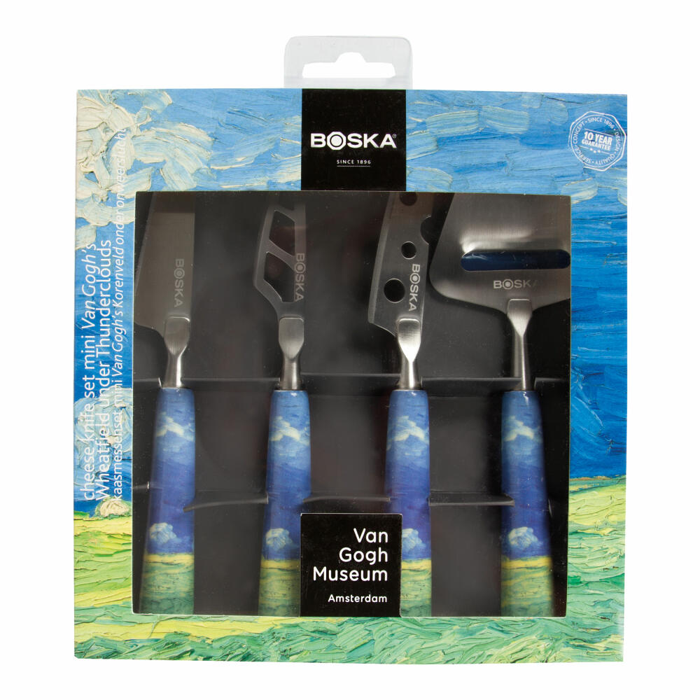 Boska Käsemesser-Set Mini Van Gogh - Weizenfeld, 4-tlg., Käsemesser, Käsehobel, Keramik, Edelstahl, Silber, 854004