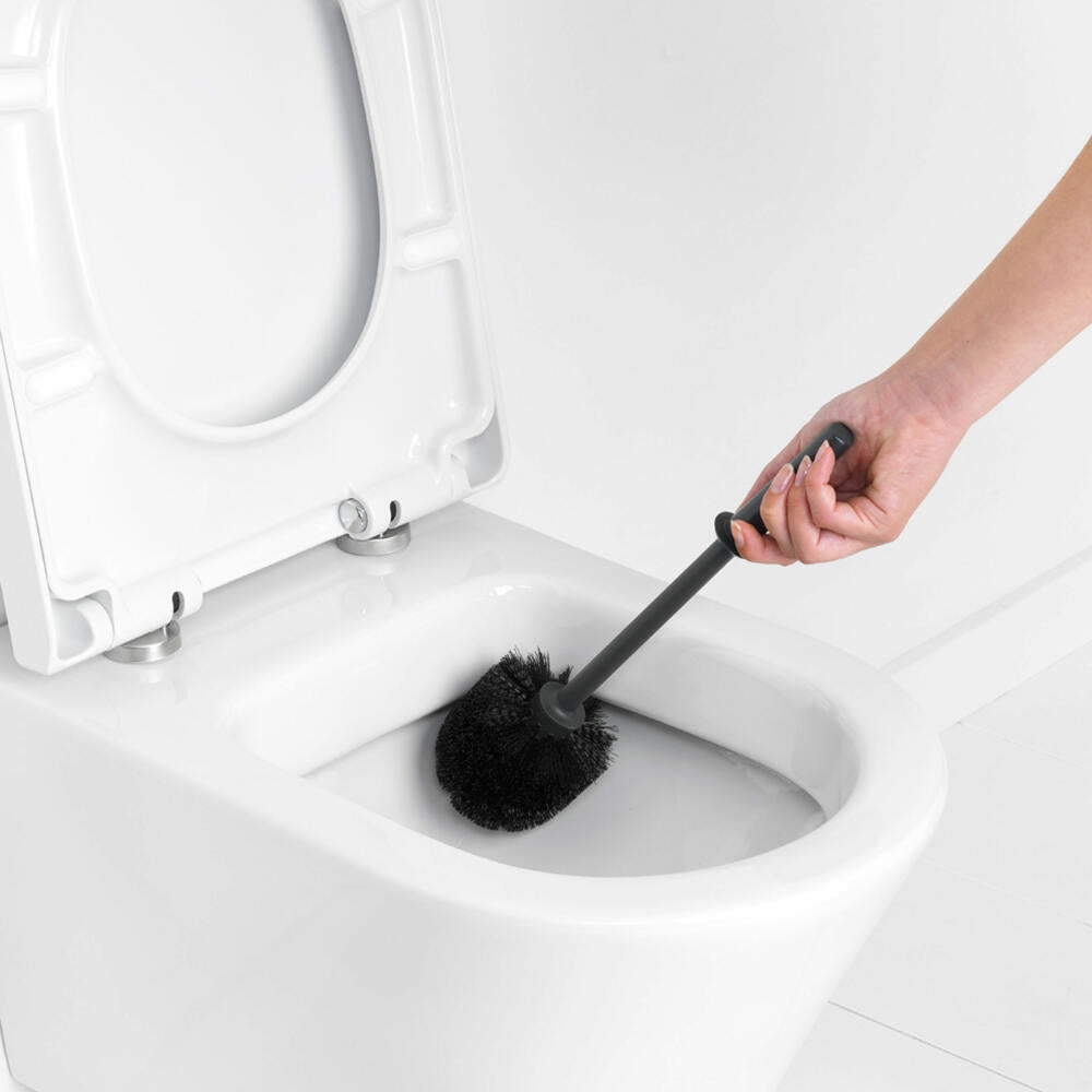 Brabantia Toilettenbürste, Klobürste, Bürste für WC Garnitur aus Metall, Schwarz, 201240