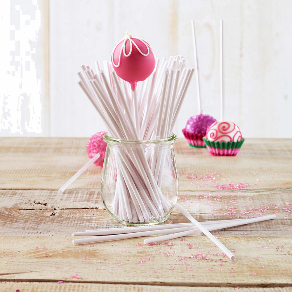 Birkmann Lolli-Sticks, 48 Stück, Stiele, Kuchenlollistäbe, Stäbe, Stäbchen, Kunststoff, 15 cm, 443099