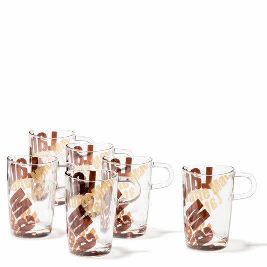 Leonardo Loop Latte Macchiato Mug with Print Set of 6, Glass Cup, Cup, Glass, 250 ml, 86625