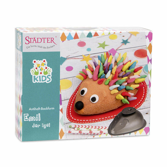 Städter KIDS baking pan Emil the Hedgehog, cake pan, cake baking pan, motif baking pan, metal, 20 x 14.5 cm, 587434