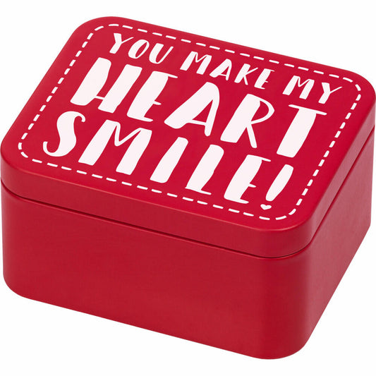 Birkmann Geschenkbox You make my heart smile!, Gebäckdose, Plätzchendose, Keksdose, Weißblech, Rot, 12 x 10 cm, 438262