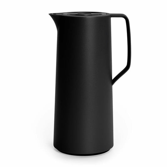 EMSA Motiva Isolierkanne, Isokanne, Kanne, Kaffeekanne, Edelstahl, Glas-Isolierkolben, Schwarz, 1 L, N41707