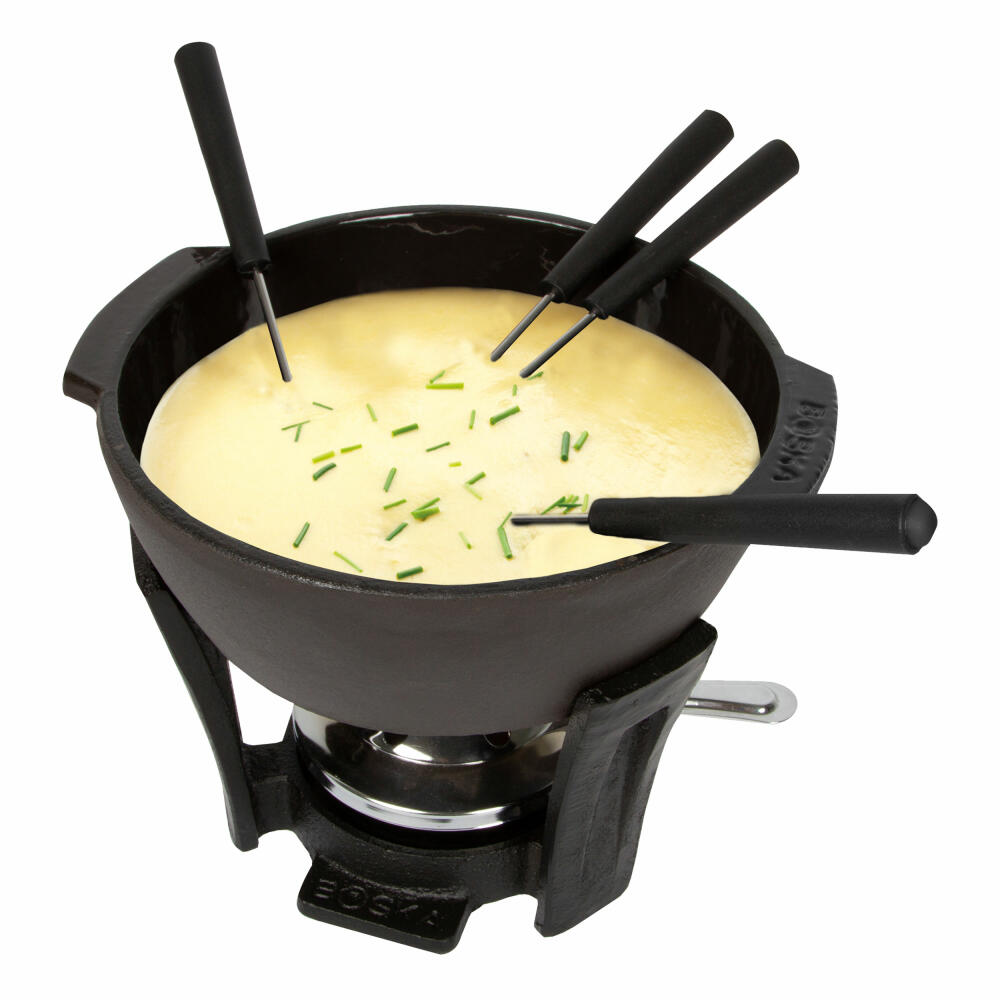 Boska Käsefondue-Set Party Pro, Fondue Set, mit Gabeln, Gusseisen, Schwarz, 900 ml, 853549