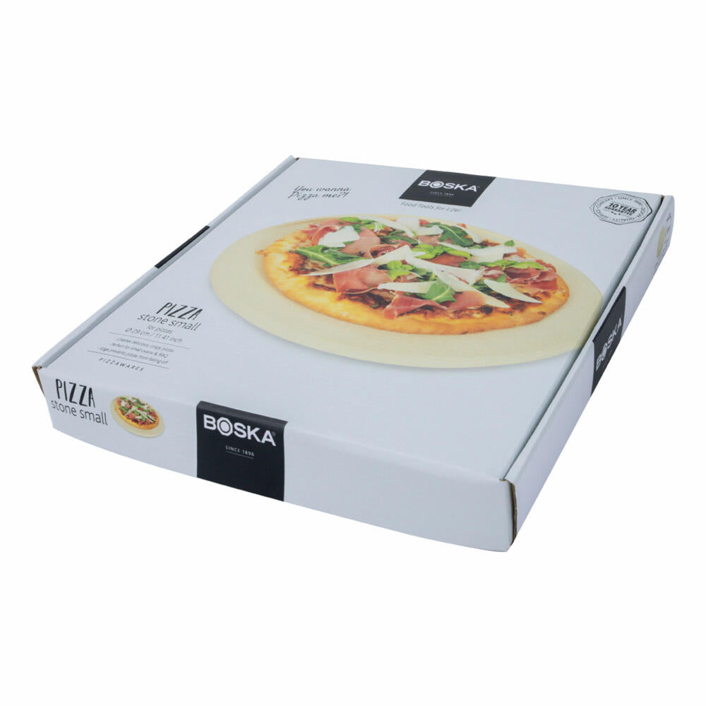 Boska Pizza Stein Deluxe Rund, Pizzastein, Pizza-Backstein, Pizzaplatte, Cordierit, Crème, 29 cm, 320512