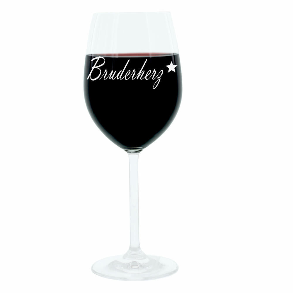 Leonardo wine glass 400 ml, brother heart, gift mood glass with engraving, brother heart, mood glass, glass, 22 cm