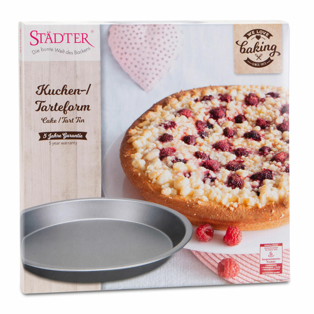 Städter We Love Baking cake pan tart pan, with solid base, baking pan, cake baking pan, metal, Ø 30 cm, 661226