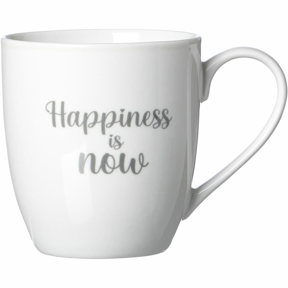 Ritzenhoff & Breker Becher Happiness Quote, Kaffeebecher, Teetasse, Kaffee Tasse, Porzellan, Grau, 500 ml, 419818