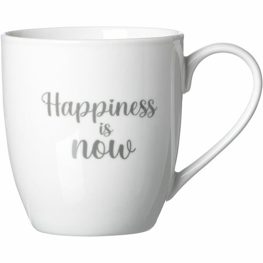 Ritzenhoff & Breker Becher Happiness Quote, Kaffeebecher, Teetasse, Kaffee Tasse, Porzellan, Grau, 500 ml, 419818