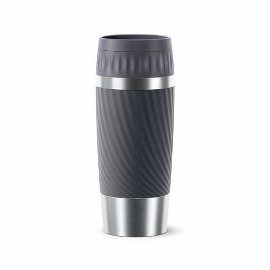 Emsa TRAVEL MUG EASY TWIST Isolierbecher, Kaffeebecher, Mug, Coffee To Go Becher, Edelstahl/Silikon, Anthrazit, 360 ml, N2011500