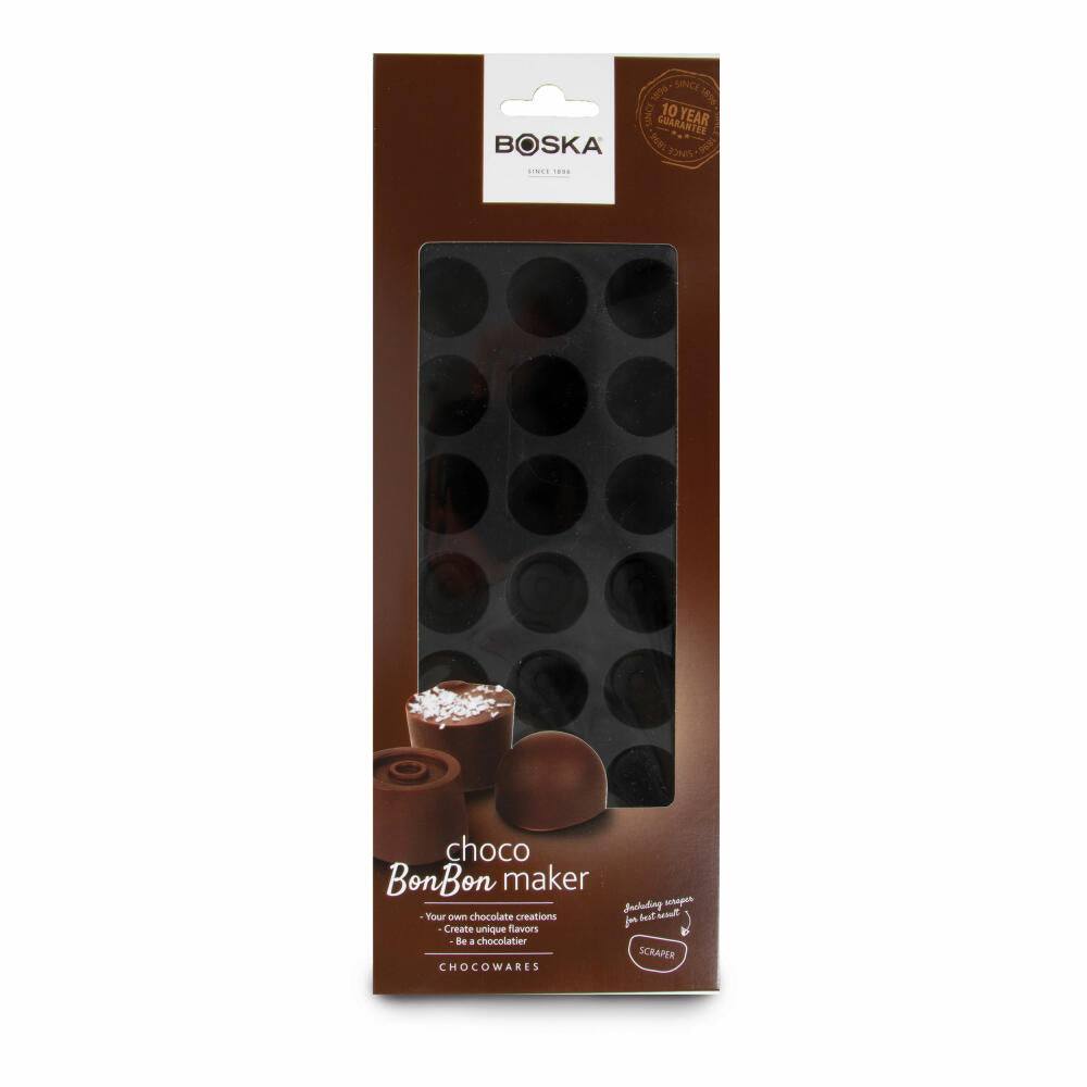 Boska Chocowares Choco Praline Starter-Set, 2-tlg., Schokoladenform, Pralinenform, Giessform, Silikon, Schwarz, 20 cm, 320406
