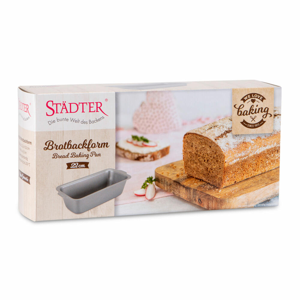 Städter We Love Baking bread baking pan, bread baking pan, loaf pan, cake pan, metal, 22 x 10 cm, 661257