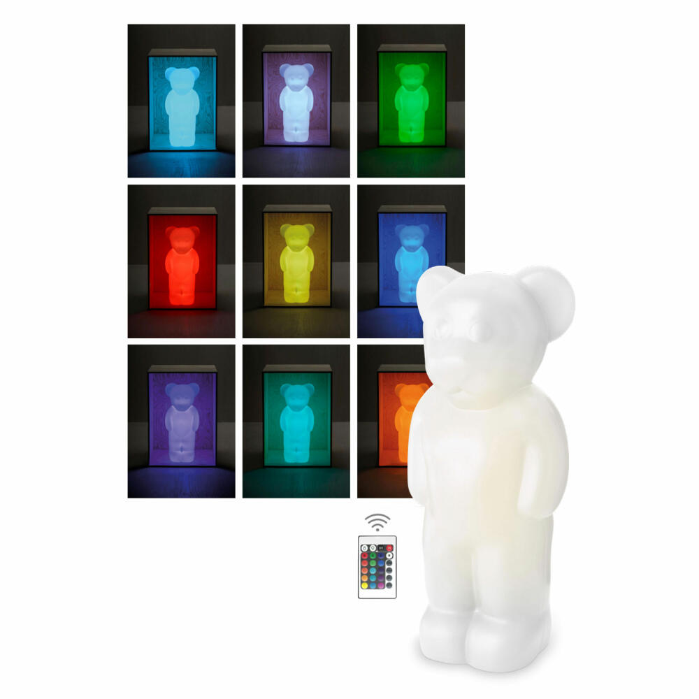 Authentics Lumibär Dekoleuchte LED, Leuchtfigur in Bärenform mit Fernbedienung, Polyethylen, Weiß, 523700