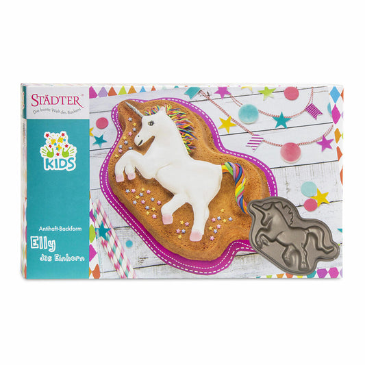 Städter KIDS Backform Einhorn, Kuchenform, Kuchenbackform, Motivbackform, Metall, 36.5 x 21 cm, 619074