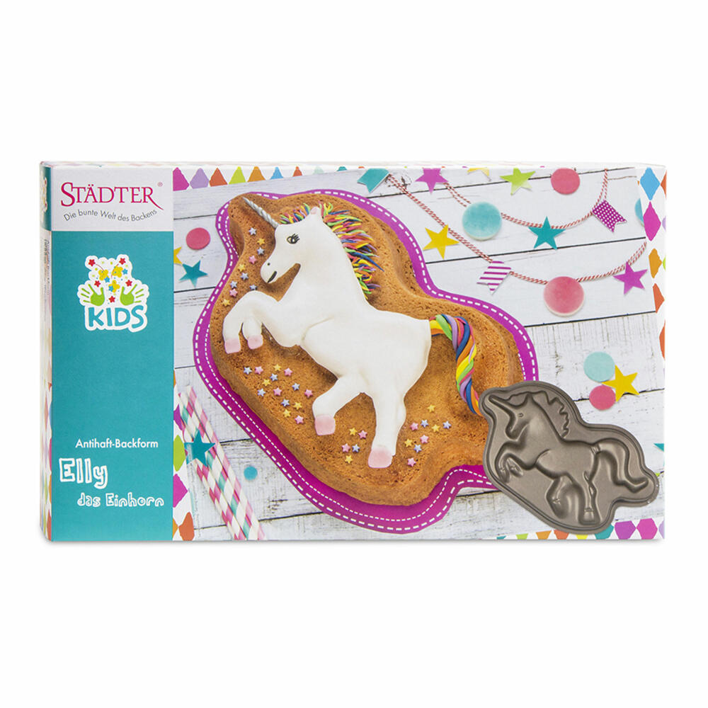 Städter KIDS baking pan unicorn, cake pan, cake baking pan, motif baking pan, metal, 36.5 x 21 cm, 619074