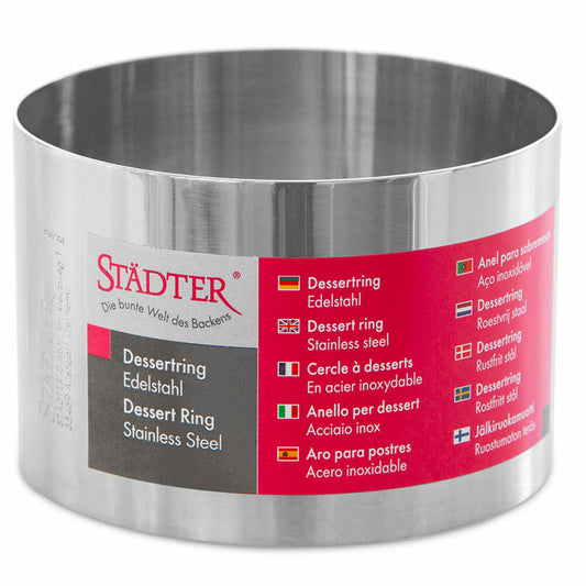 Städter Dessertform Rund, Dessert Form, Dessertring, Servierring, Backring, Ringform, Edelstahl, Ø 9 cm x 6 cm, 624856