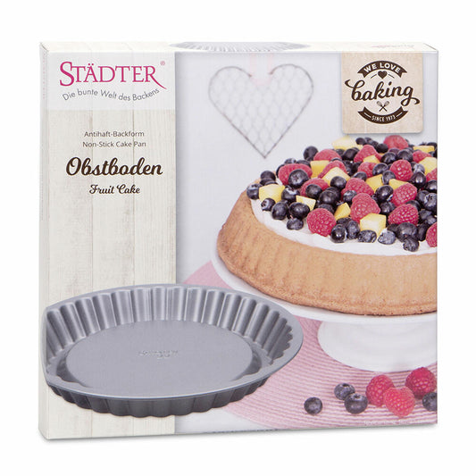 Städter We Love Baking Obstbodenform, Quiche Backform, Kuchenform, Tarteform, Metall, Ø 22 cm, 661707