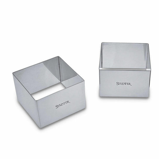 Städter Piccolino appetizer and dessert mold square, set of 2, appetizer, dessert mold, baking mold, stainless steel, 6 x 6 cm, 625594