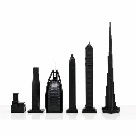 Skyline Chess Schachspiel Dubai Edition, Designer Städte-Schach mit Acrylfiguren, 38 x 38 cm, 970