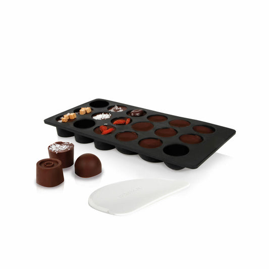 Boska Chocowares Choco Praline Starter-Set, 2-tlg., Schokoladenform, Pralinenform, Giessform, Silikon, Schwarz, 20 cm, 320406