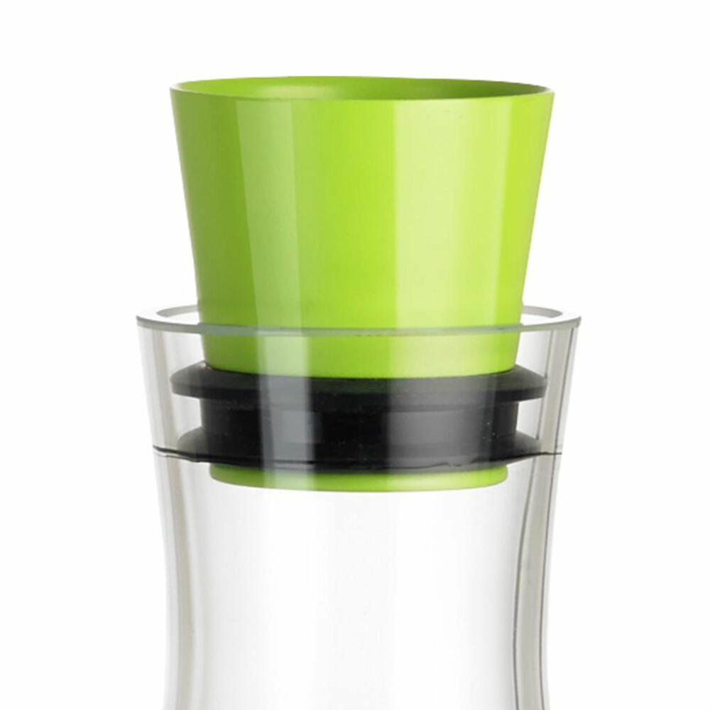 Emsa Flow Slim Friends Karaffe, Wasserkaraffe, Glaskaraffe, Kühlung, Glas, Hellgrün, 1 L, 515478