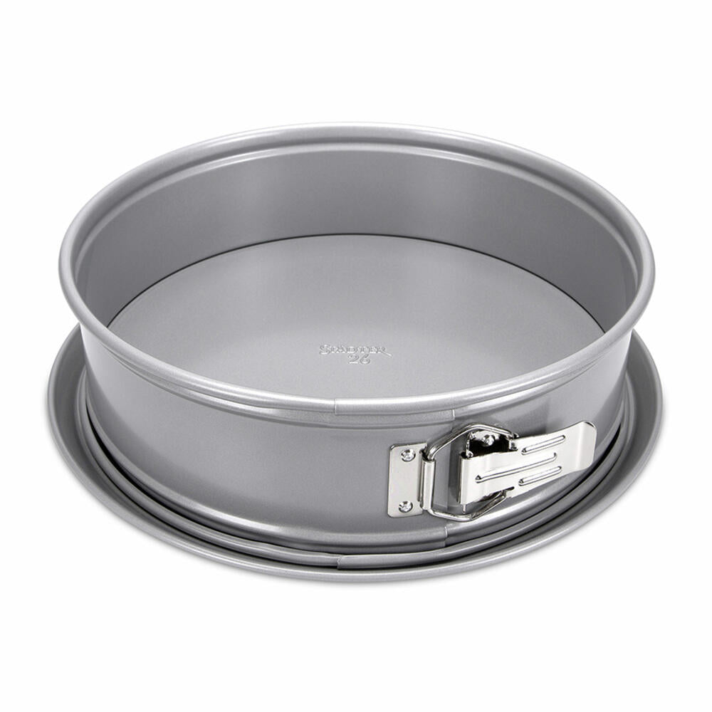 Städter We Love Baking springform pan, with flat and tube base, baking pan, cake pan, cake baking pan, metal, silver, Ø 26 cm, 661332