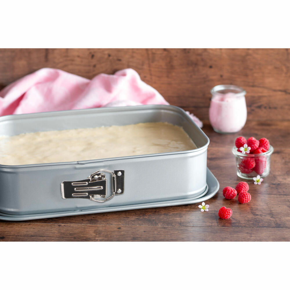 Städter We Love Baking Springform Rectangular, Cake Baking Pan, Baking Pan, Cake Pan, Metal, Silver, 33 x 23 cm / H 7 cm, 661417