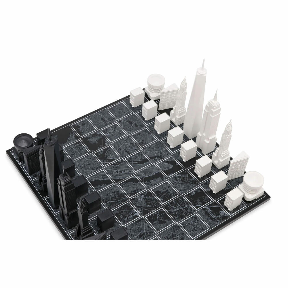 Skyline Chess Chess Set New York Edition, Designer City Chess with Acrylic Figures, 38 x 38 cm, 054