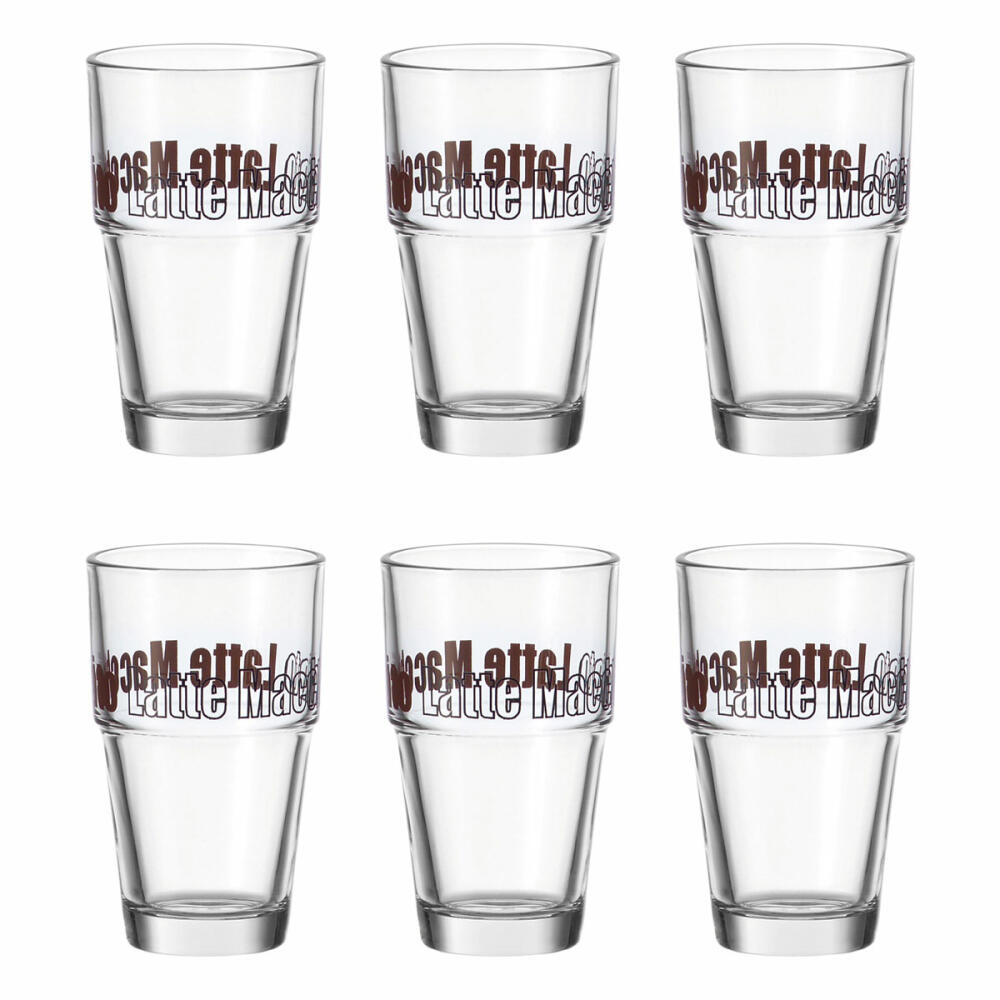 Leonardo Solo Latte Macchiato Mug Set of 6, Coffee Glasses, Cappuccino, Glass, 400 ml, 86583
