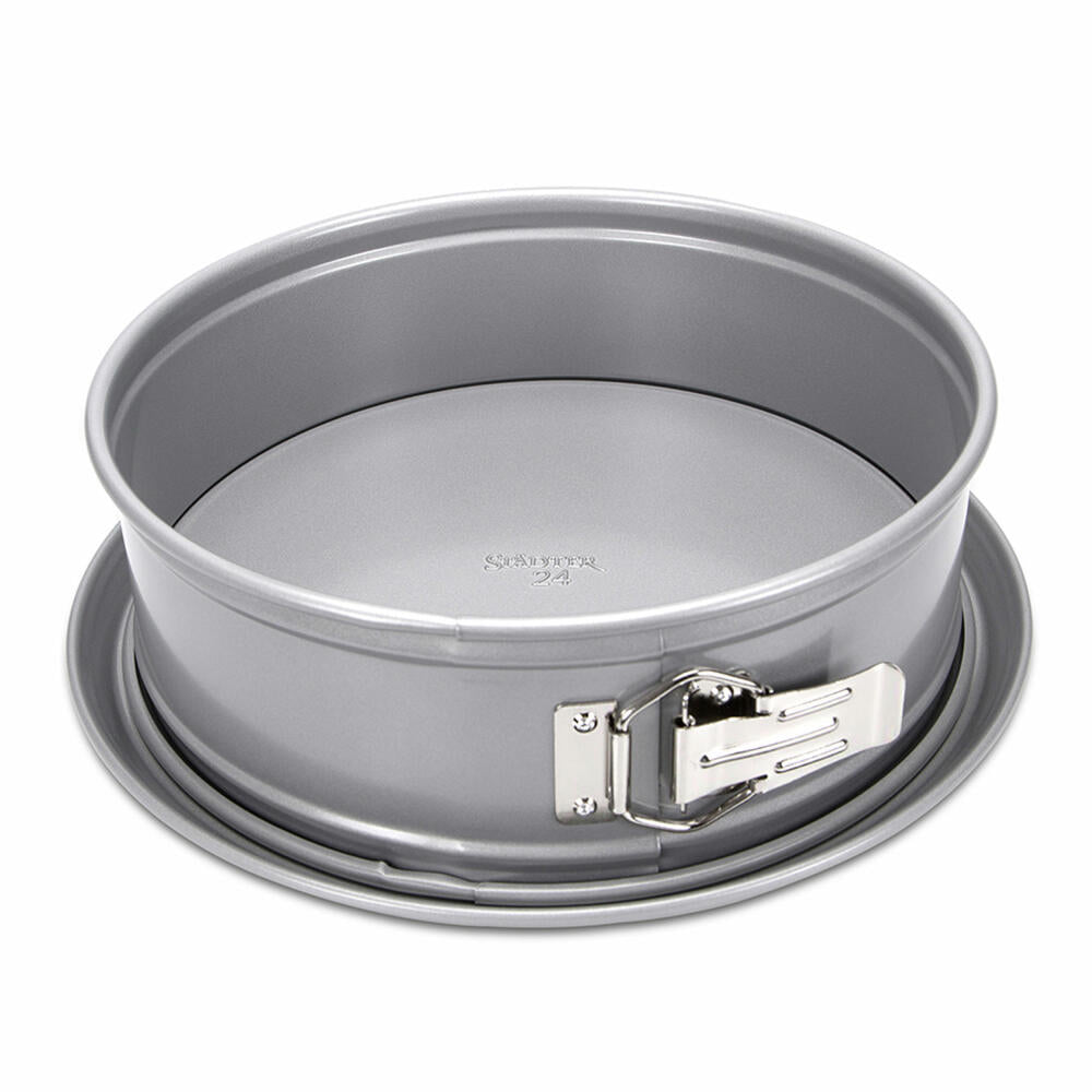 Städter We Love Baking springform pan, with flat base, baking pan, cake pan, cake baking pan, metal, silver, Ø 24 cm, 661318