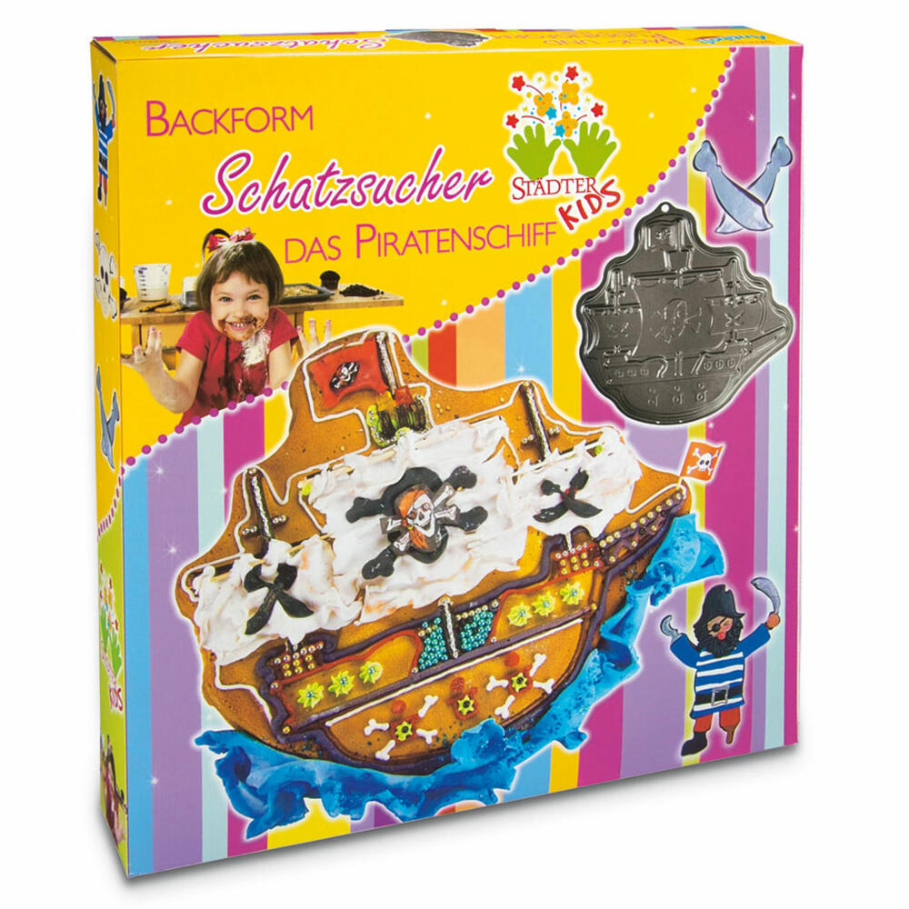 Städter KIDS baking pan treasure hunter the pirate ship, cake pan, cake baking pan, motif baking pan, metal, 31 x 27.5 cm, 610064