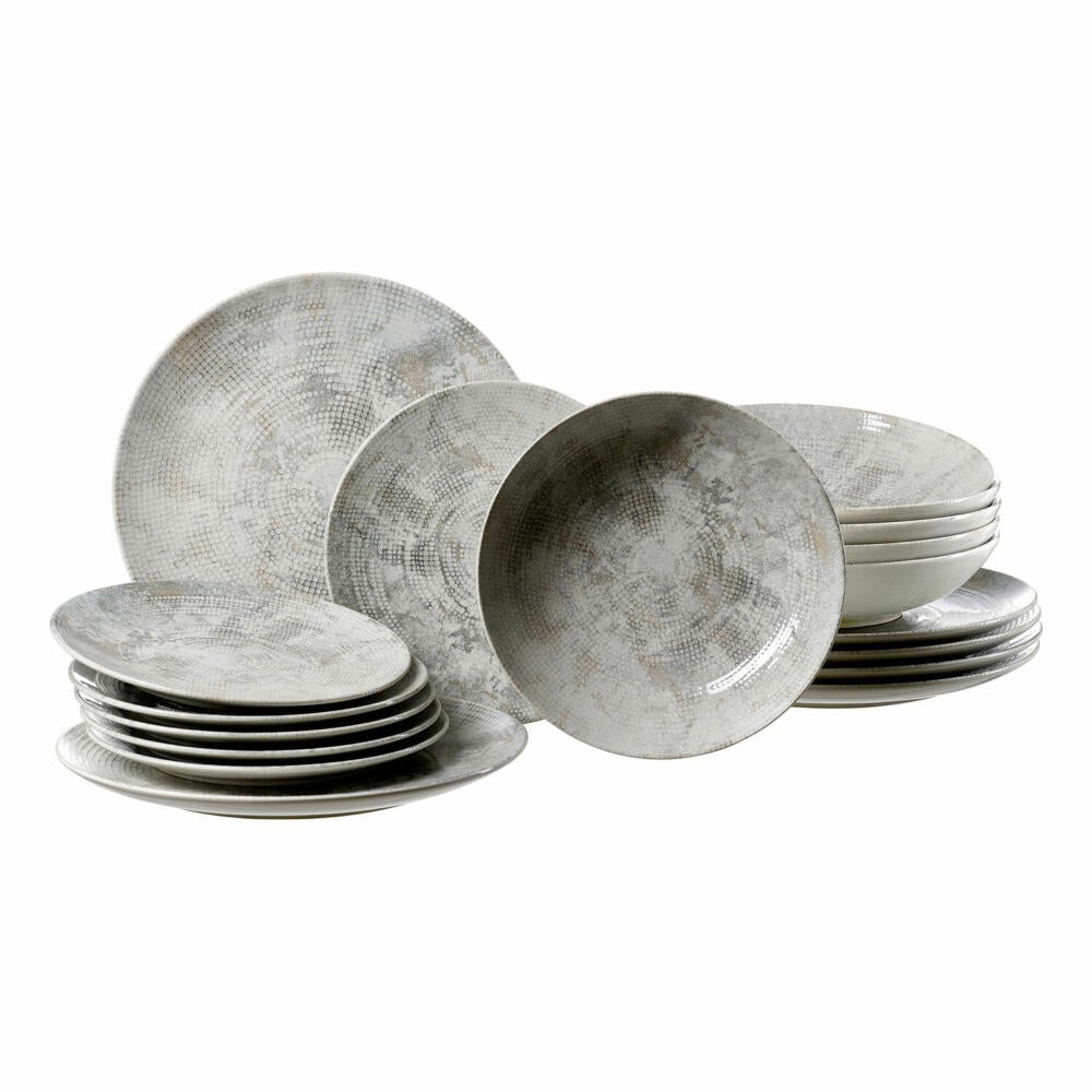 Ritzenhoff &amp; Breker Cecina Perle dinner service, 18-piece, tableware set, service, porcelain, gray, 319446