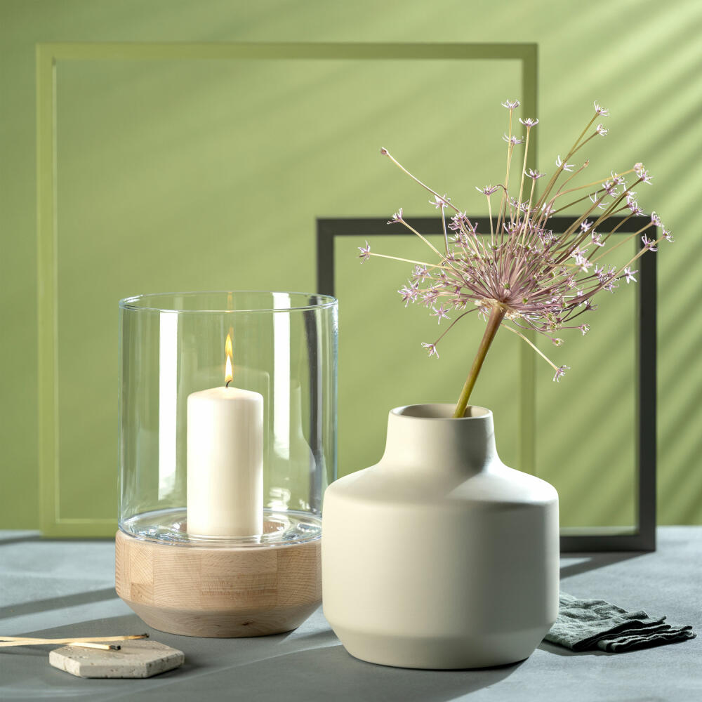 Leonardo Keramikvase Milano, Vase, Blumenvase, Dekovase, Keramik, Creme, H 21.5 cm, 026820