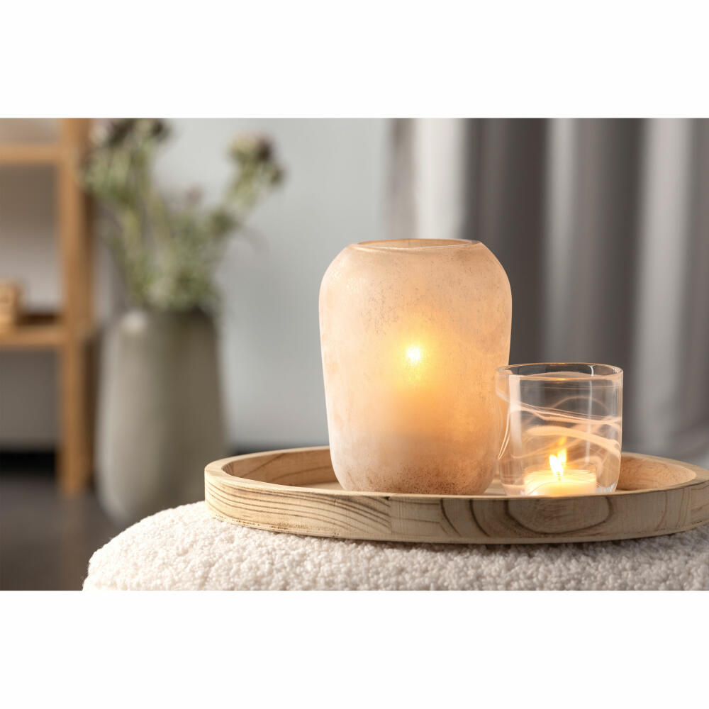 Leonardo Vase Trogolo, flower vase, table vase, decorative vase, glass, beige, H 22 cm, 033203