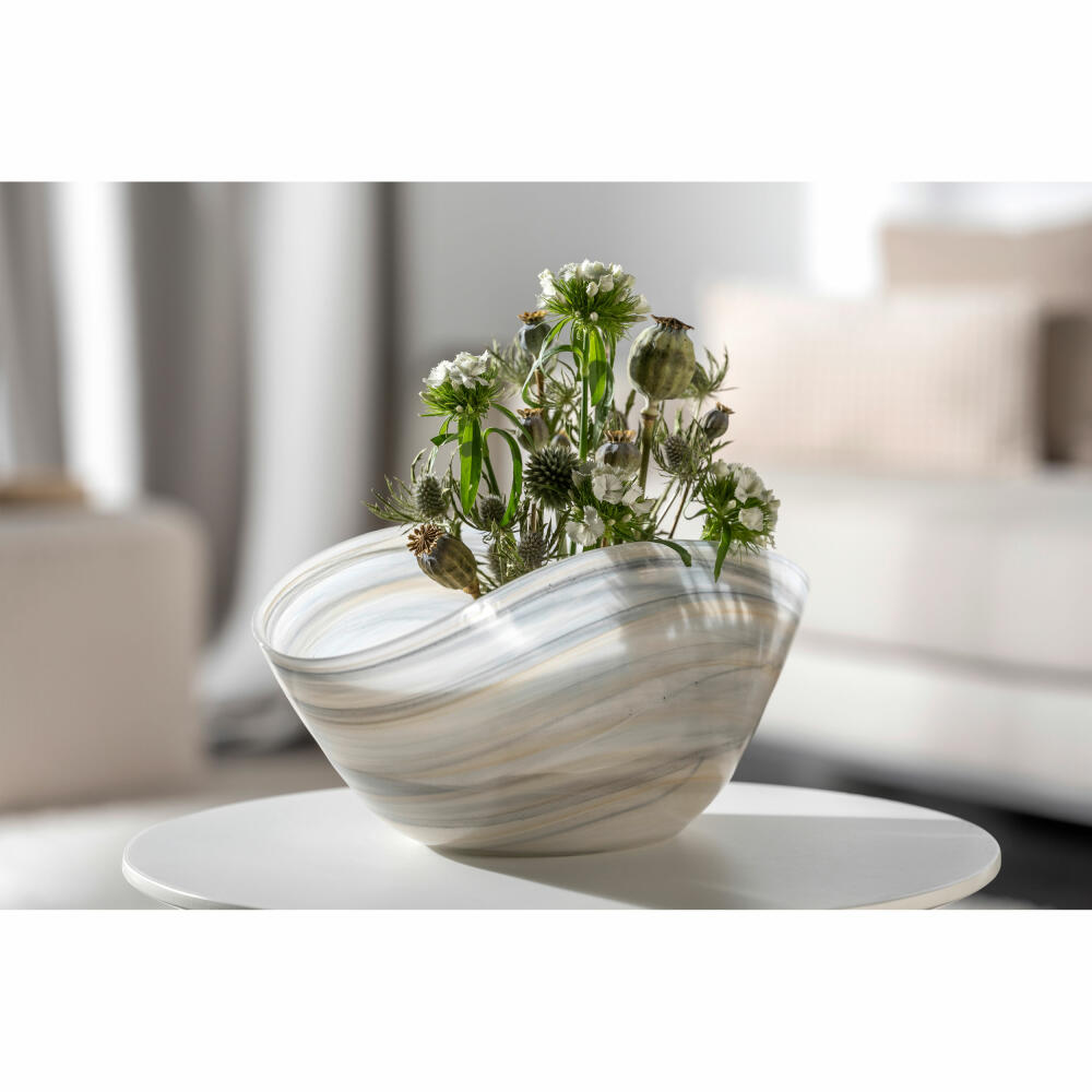 Leonardo Schale Alabastro, Schüssel, Dekoschale, Glas, Beige / Schwarz, 27 x 15 cm, 026793